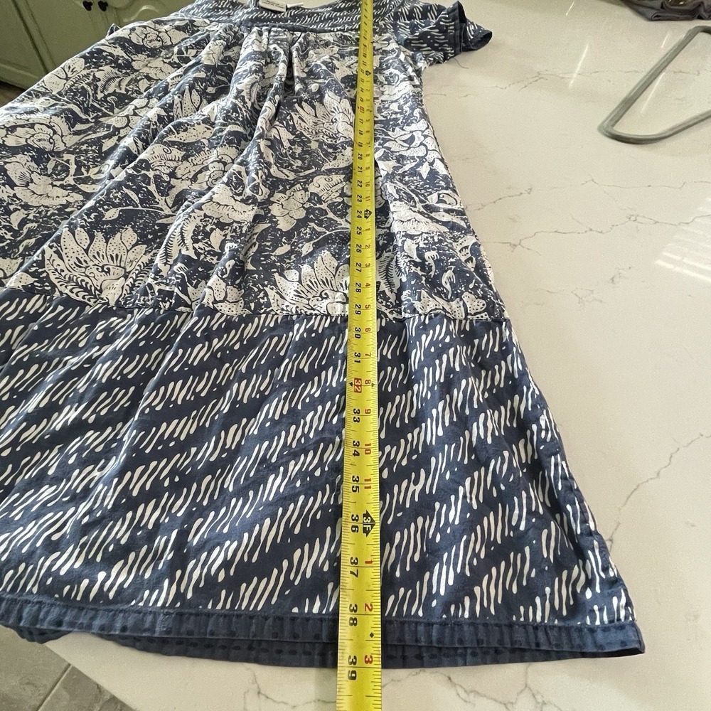 The Vermont Country Store Midi Dress Womens Sz M Blue White Floral India Muumuu - Picture 5 of 10
